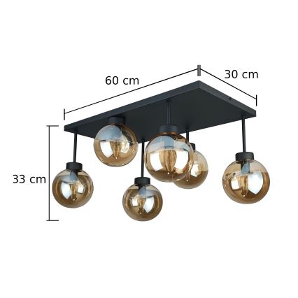 Přisazený lustr DEA 6xE14/60W/230V černá/kouřová béžová