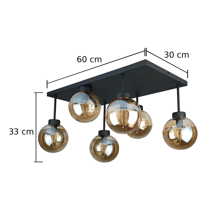 Přisazený lustr DEA 6xE14/60W/230V černá/kouřová béžová