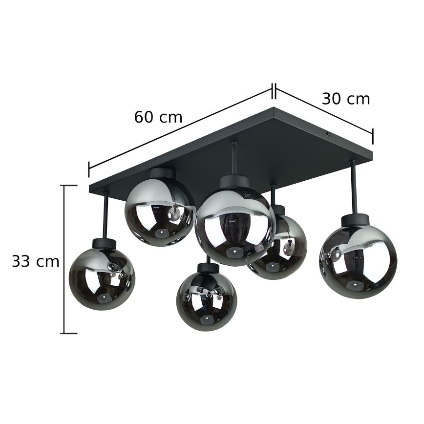 Přisazený lustr DEA 6xE14/60W/230V černá/kouřová černá