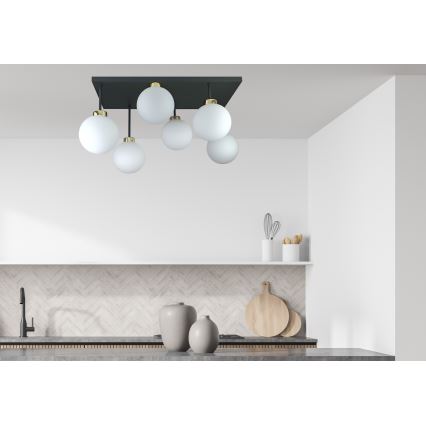 Přisazený lustr DEA 6xE14/60W/230V černá/zlatá/bílá