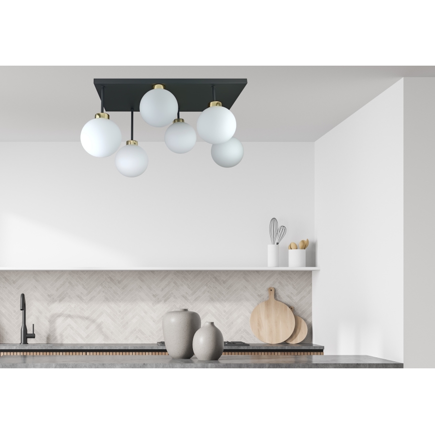 Přisazený lustr DEA 6xE14/60W/230V černá/zlatá/bílá