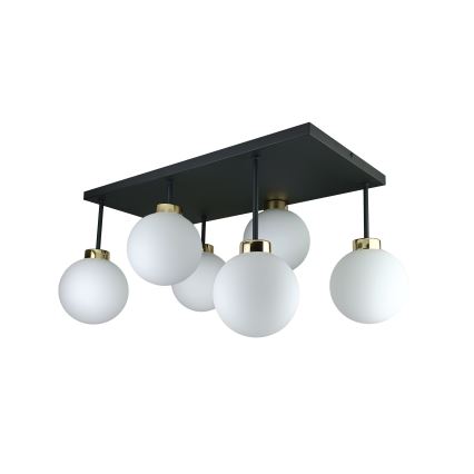 Přisazený lustr DEA 6xE14/60W/230V černá/zlatá/bílá
