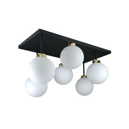 Přisazený lustr DEA 6xE14/60W/230V černá/zlatá/bílá