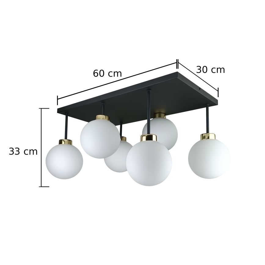 Přisazený lustr DEA 6xE14/60W/230V černá/zlatá/bílá