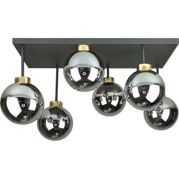 Přisazený lustr DEA 6xE14/60W/230V černá/zlatá/kouřová černá