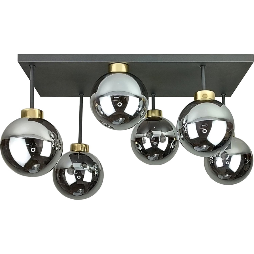 Přisazený lustr DEA 6xE14/60W/230V černá/zlatá/kouřová černá