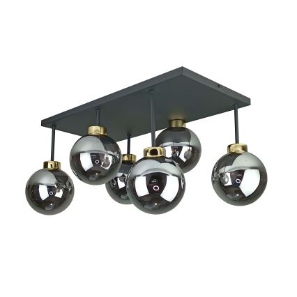 Přisazený lustr DEA 6xE14/60W/230V černá/zlatá/kouřová černá