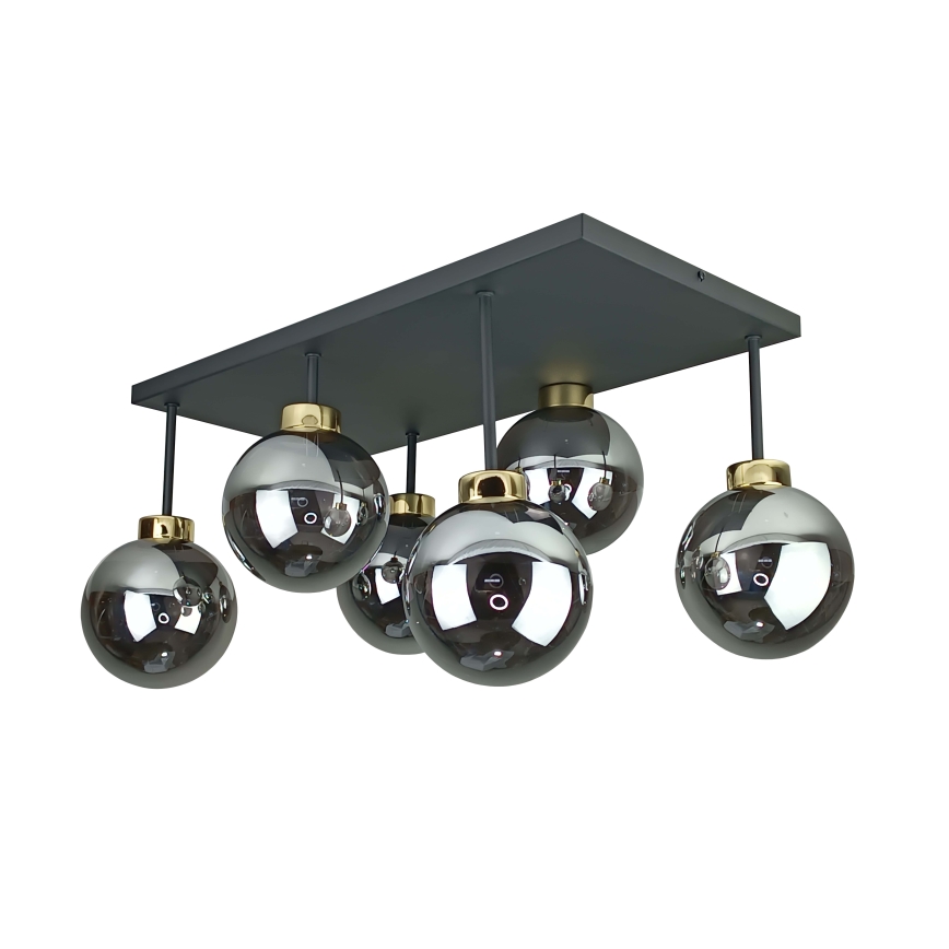 Přisazený lustr DEA 6xE14/60W/230V černá/zlatá/kouřová černá