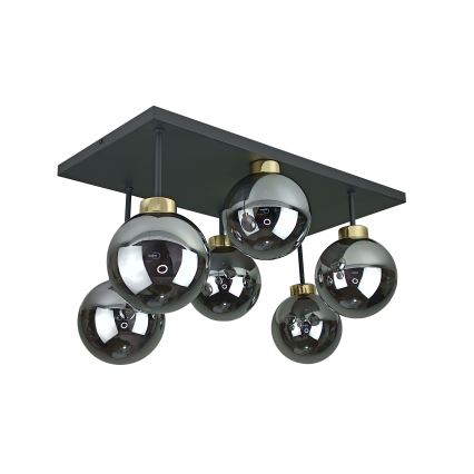Přisazený lustr DEA 6xE14/60W/230V černá/zlatá/kouřová černá