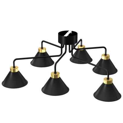 Přisazený lustr DEMET 6xE27/60W/230V černá/zlatá