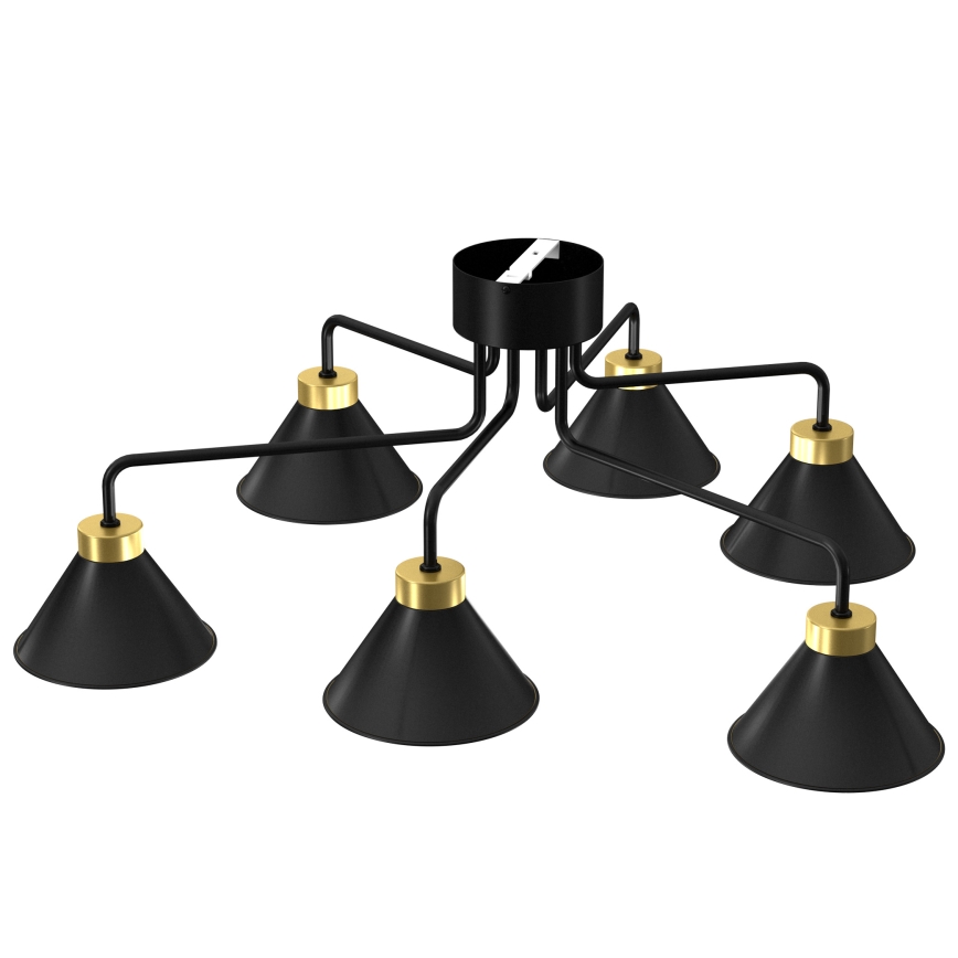 Přisazený lustr DEMET 6xE27/60W/230V černá/zlatá