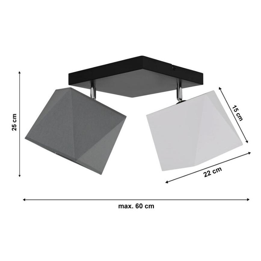 Přisazený lustr DIAMENT 2xE27/60W/230V bílošedý