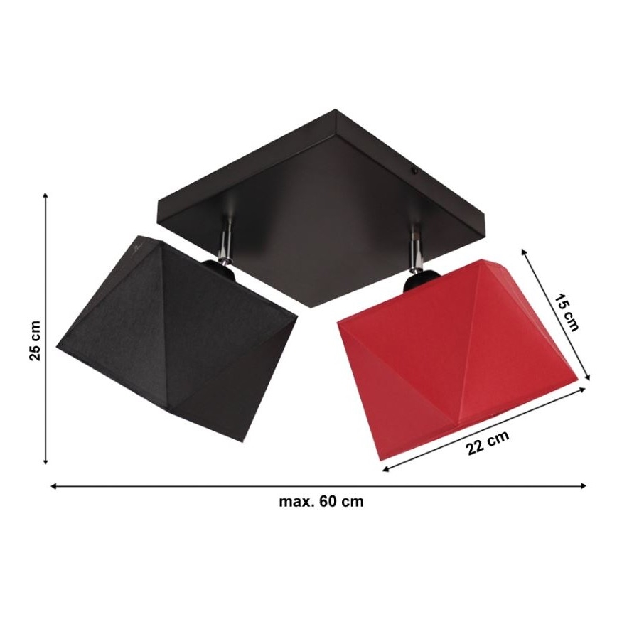Přisazený lustr DIAMENT 2xE27/60W/230V černočervená