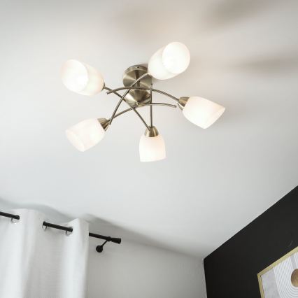 Přisazený lustr DONNA 5xE27/60W/230V patina