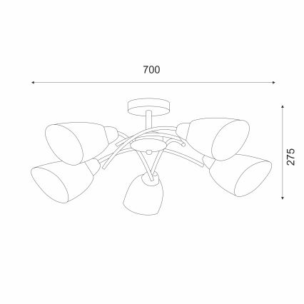 Přisazený lustr DONNA 5xE27/60W/230V patina