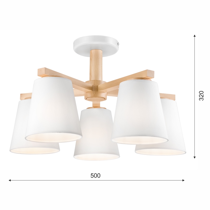 Přisazený lustr ELLIE 5xE27/60W/230V bílá/buk