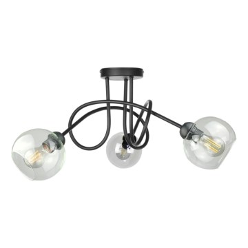 Přisazený lustr EVIE 3xE27/60W/230V černá/čirá