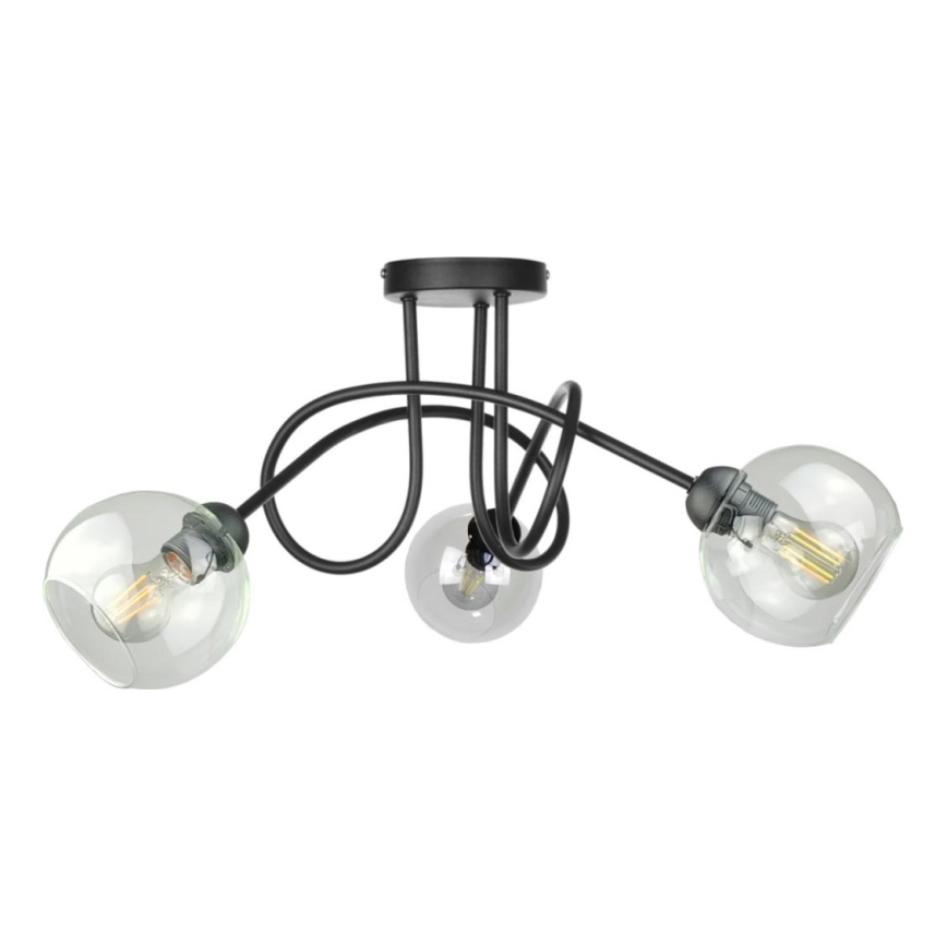 Přisazený lustr EVIE 3xE27/60W/230V černá/čirá