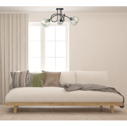 Přisazený lustr EVIE 3xE27/60W/230V černá/čirá