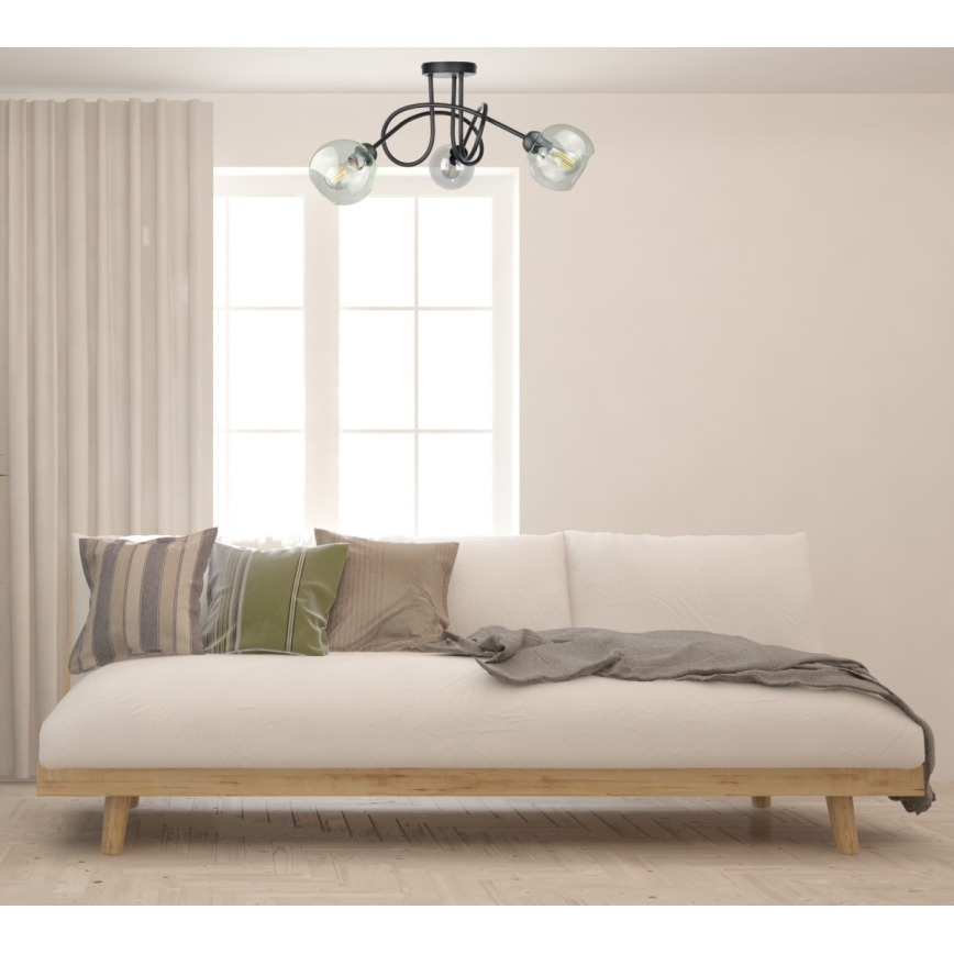 Přisazený lustr EVIE 3xE27/60W/230V černá/čirá