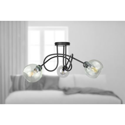 Přisazený lustr EVIE 3xE27/60W/230V černá/čirá