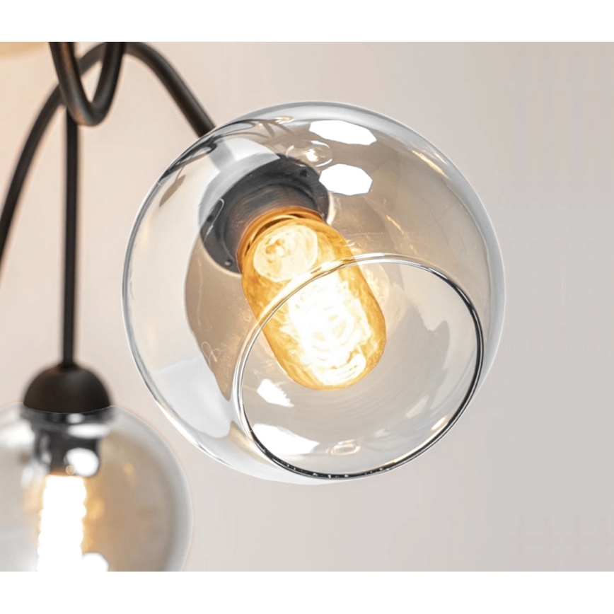Přisazený lustr EVIE 3xE27/60W/230V černá/čirá