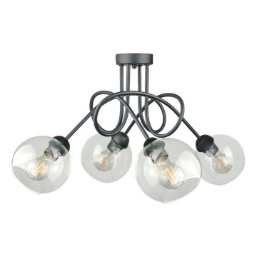 Přisazený lustr EVIE 4xE27/60W/230V antracit/čirá