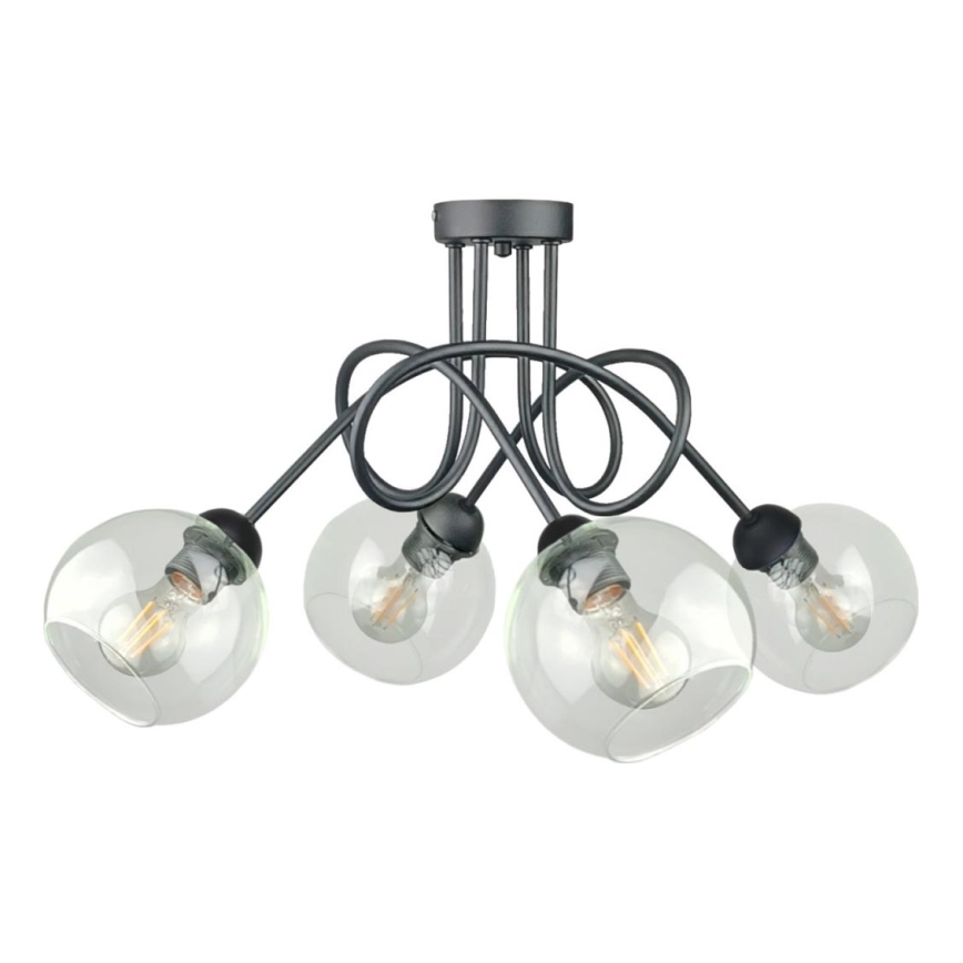 Přisazený lustr EVIE 4xE27/60W/230V antracit/čirá