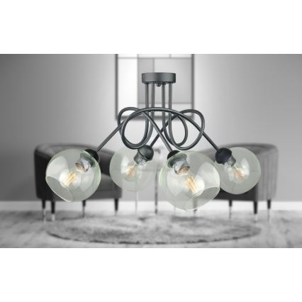 Přisazený lustr EVIE 4xE27/60W/230V antracit/čirá