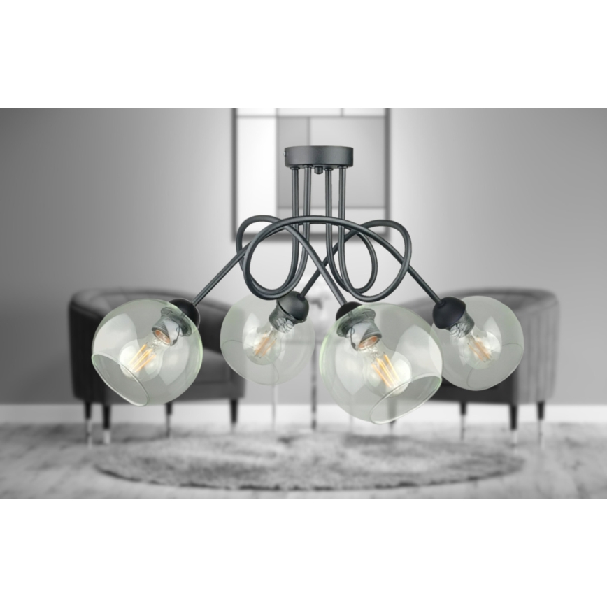 Přisazený lustr EVIE 4xE27/60W/230V antracit/čirá