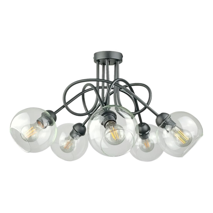 Přisazený lustr EVIE 5xE27/60W/230V antracit/čirá