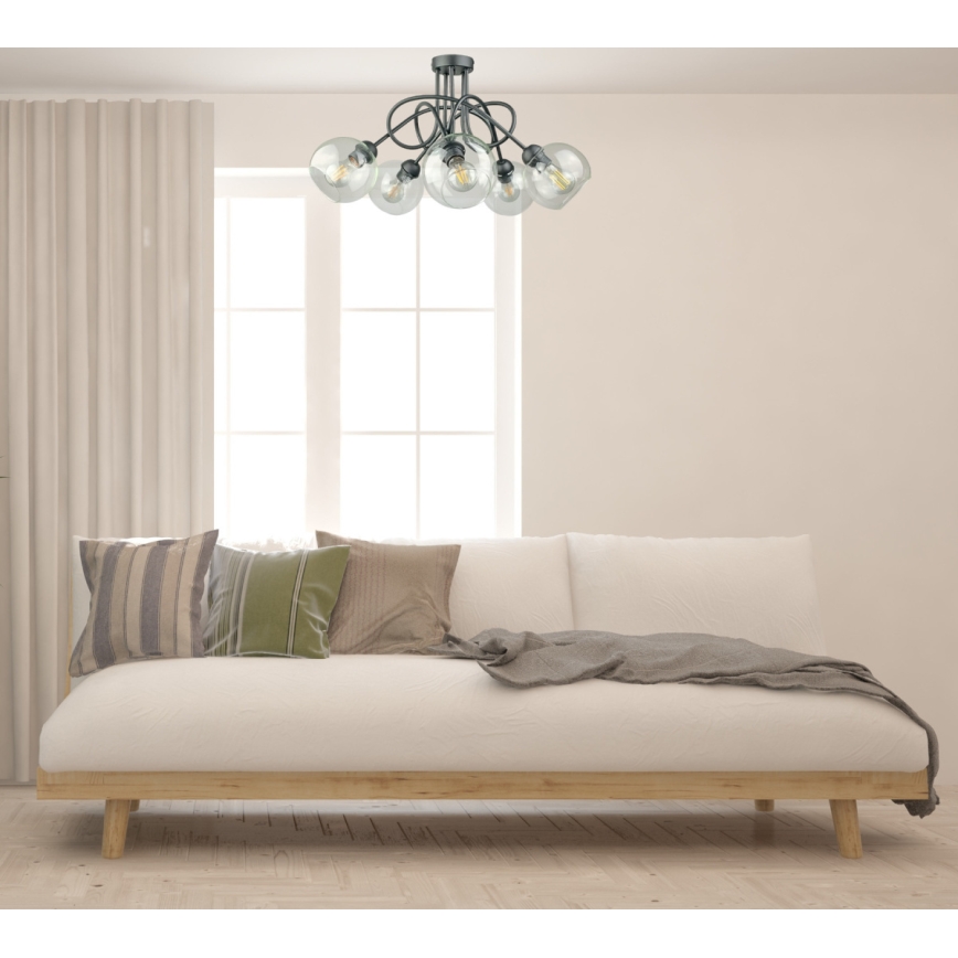 Přisazený lustr EVIE 5xE27/60W/230V antracit/čirá