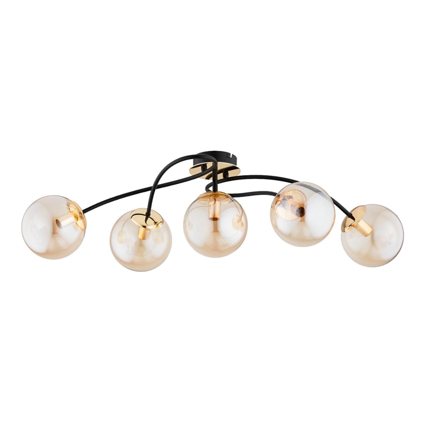 Přisazený lustr GILIAN 5xE14/40W/230V černá/zlatá