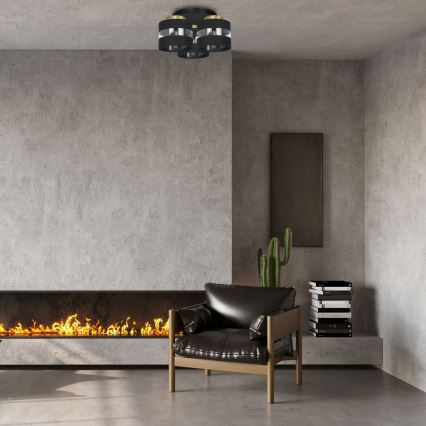 Přisazený lustr HAVARD 3xE27/60W/230V černá/mosaz