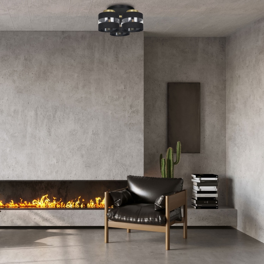 Přisazený lustr HAVARD 3xE27/60W/230V černá/mosaz
