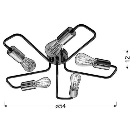 Přisazený lustr HERPE 5xE27/60W/230V