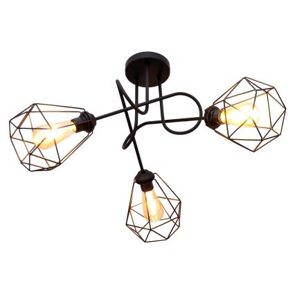Přisazený lustr KARO 3xE27/15W/230V černá