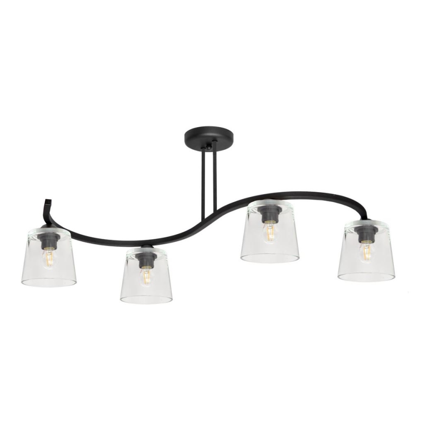 Přisazený lustr LUCEA 4xE27/15W/230V černá/čirá