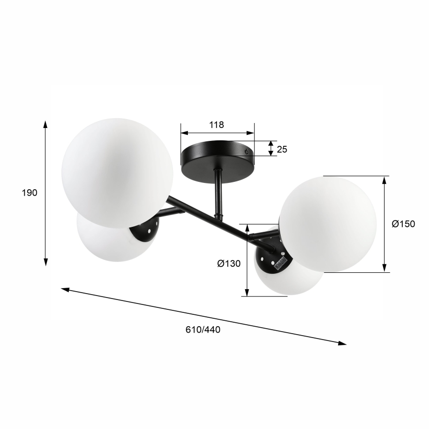 Přisazený lustr MADDIE 4xE14/5W/230V černá