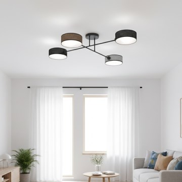 Přisazený lustr MAGA 4xE14/10W/230V černá/hnědá/šedá