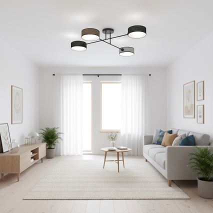 Přisazený lustr MAGA 4xE14/10W/230V černá/hnědá/šedá