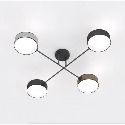 Přisazený lustr MAGA 4xE14/10W/230V černá/hnědá/šedá