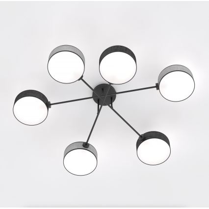 Přisazený lustr MAGA 6xE14/10W/230V černá/šedá