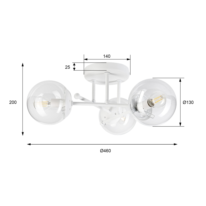 Přisazený lustr MALENA 3xE14/5W/230V bílá/čirá