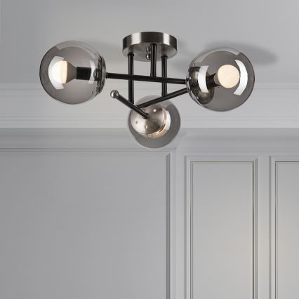 Přisazený lustr MALENA 3xE14/5W/230V černá/kouřová