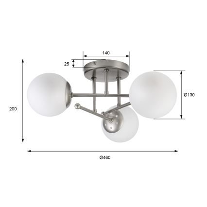 Přisazený lustr MALENA 3xE14/5W/230V matný chrom/bílá