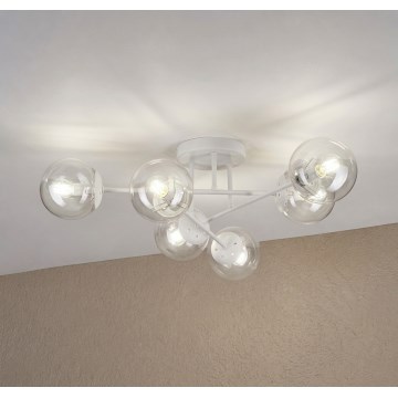 Přisazený lustr MALENA 6xE14/5W/230V bílá/čirá