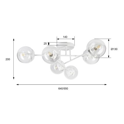 Přisazený lustr MALENA 6xE14/5W/230V bílá/čirá