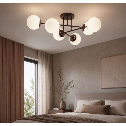 Přisazený lustr MALENA 6xE14/5W/230V hnědá/bílá