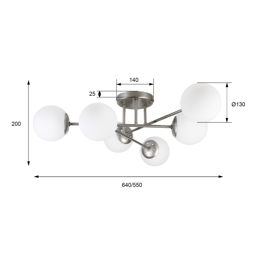 Přisazený lustr MALENA 6xE14/5W/230V matný chrom/bílá